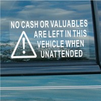 2 x Large Version -No Cash or Valuables Are Left In This Vehicle When Unattended-180x87mm Window Security Stickers-Car,Van,Truck,Taxi,Mini Cab,Bus,Coach Signs
